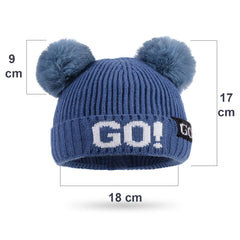 SYGA Unisex Winter Baby Cap Double pom pom Baby Woolen Cap for 1-4 Year - Beige