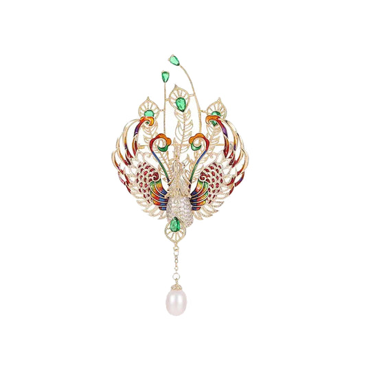 SYGA Brooch Pin Fashion Crystal Rhinestone Jewellery Pin Vintage Clothing Accessories Decoration Peacock Design Brooches For Women- S73