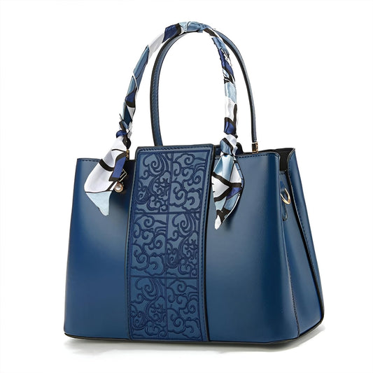 SYGA Women Elegant Embroidered Handbag with Silk Scarf Handle