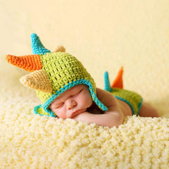 MOMISY Baby Photography Props, Includes Dinosaur Nappy Cover & Cap for Kids Parties Anniversaries Photography-Set of 2 Pieces-Light Green