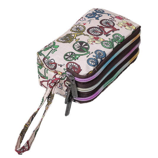 SYGA Women's Clutch Canvas Art Three-Layer Long Wallet Women's Handbag Large Capacity Key Coin Purse Casual Mobile Phone Bag