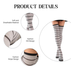 MOMISY Knee Socks for Womenand Girls Premium Cotton Blend, Breathable Long Knee High Stockings, Ultimate Comfort and Style, Ideal for Daily Use- Pack of 1 (Free Size) (Grey Black)