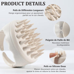 MOMISY Scalp Massager Shampoo Brush, Eco-Friendly Wheat Straw Body With Soft Silicon Bristles, Hair Scalp Scrubber, Scalp Exfoliator | Dandruff Removal (Beige)