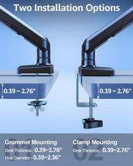Single Monitor Mount for 13-32 inch Screen, Gas Spring Arm, Gaming & Home Office Use, VESA 75x75mm & 100x100mm, Freelift Pro Black