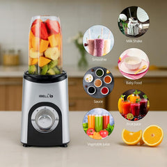 iBELL Juicer Mixer Grinder For Home, Smoothie Maker, 600W,2 Blades, 3 Modes, 5 Jars + Chopper, 100% Copper Motor, 24,000 RPM, Nutri Blender With Stainless Steel Blades (Silver)