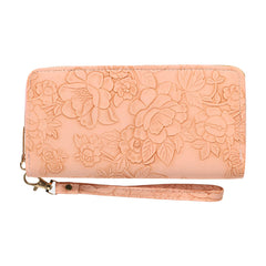 SYGA Women's PVC Material , Zip-Around  Wallet with Flower Pattern, Card and Coin Holder