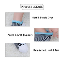 MOMISY Baby Socks, Anti Skid Non Slip Cotton Stretch, 3 Pairs, Toddler Boys Girls (IN, Age, 3 Years, 5 Years, 3Panda)