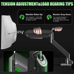 Verilux® Aluminum Alloy Monitor Mount Adjustable Monitor Stand with Flexible Arm Ergonomic Screen Holder Desk Clamp for 32 to 49 Inch Displays Supports Up to 20kg