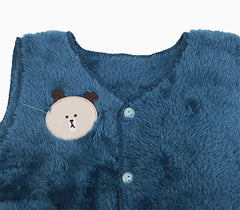 MOMISY Unisex Baby Girls Boys Faux Fur Sleeveless Vest Coat Lightweight V-Neck Short Gilet for Toddler (1 to 2 Years, Blue)
