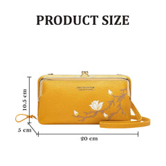 MOMISY Multi-Function Crossbody Bags for Women Mobile Purse Cell Phone Pouch with Adjustable Wide Strap Holder Pocket Small Purse Wallets Sling Bag Mini Shoulder Bags for Ladies Girls (Yellow)