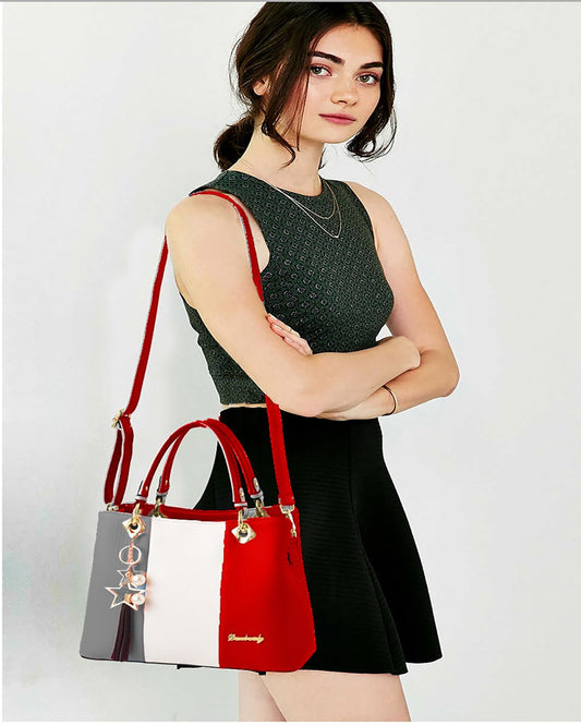 SYGA Handbags for Women with Multiple Internal Pockets in Pretty Color Combination, Women's Satchel Handbag,shoulderbag(RED)