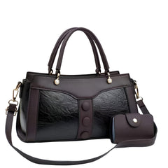 SYGA Women's Handbag and Wallet Set Stylish Shoulder Bag with Contrast Color Stitching, Zipper Buckle Closure Daily Use Fashion Purse