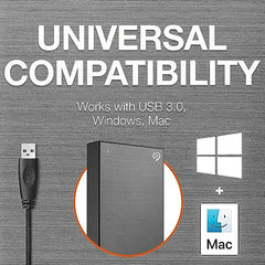 Seagate One Touch 2Tb External HDD with Password Protection Black, for Windows and Mac, with 3 Yr Data Recovery Services (Stky2000400), USB