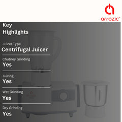 ARROZIC Aristeo Juicer Mixer Grinder, 500W, 1.5L and 1L Jars, Stainless Steel Blades