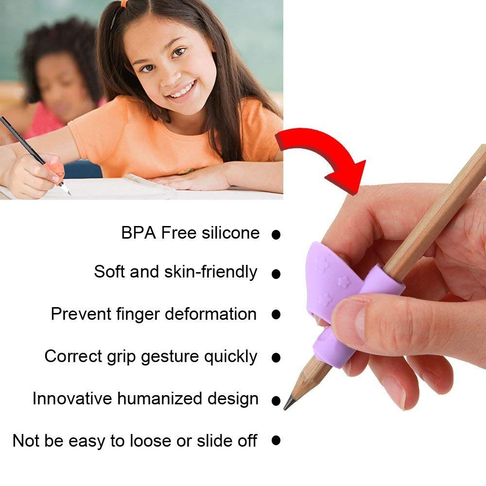 SYGA 3 Pcs Pencil Grips for Kids Handwriting,Silicone Ergonomic Pen Writing Aid Grip Pencil Grip