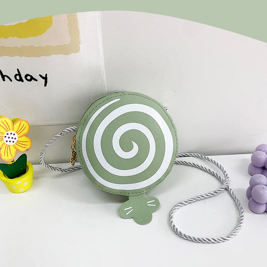 SYGA Children's Lollipop Pattern Sling Bag Coin Bag Backpack PU Leather Kitten Handbag for Toddlers Kids [12 X 4 X 12 CM] (Green)