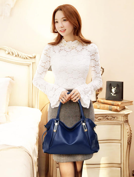 SYGA Women's Large Capacity Casual Crossbody Bag, One Shoulder Strap, Pu Leather Handbags(Royal Blue)