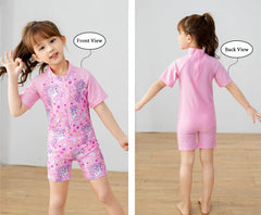 SYGA Children's Swimsuits for Girls Horse with Flowers and Stars-XL Size Perfect for Kids Age 7-8 Years Old (Pink)