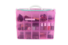 SYGA 3-Tray Transparent Plastic Organizer Storage Box/Basket/Container with Collapsible and Removable Dividers(31 X 19 X 24Cm)(White)