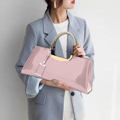 SYGA Women's Glossy Patent Leather Handbag Wedding Bag with Multiple Internal Pockets in Pretty Colors (Burgundy)