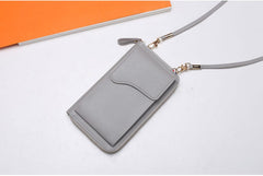 MOMISY Women Cellphone Sling Bag Card Holder Wallet Handbag Crossbody multi-function Shoulder Mobile Bag for Girls (Light Grey)