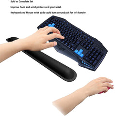 SYGA Keyboard Wrist Rest Pad Leather Mouse Keyboard Wrist Rest Support Pad Set with Comfortable Memory Foam Padding Non-Slip Rubber Base and Ergonomic Design for PC Computer Laptop
