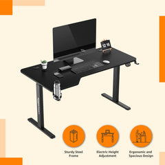 amazon basics Multipurpose Electric Wood Table Desk | Adjustable Height | Ergonomic | Sit & Standing Desk | Digital Display with Memory Preset Option (Black)