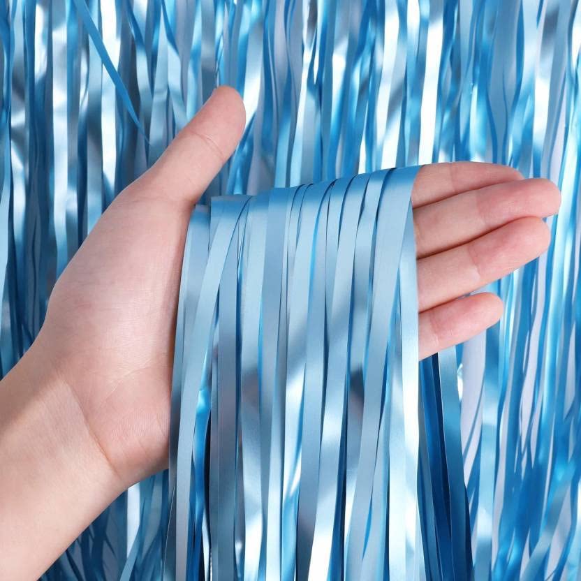 SYGA 1 Pieces 2x1 Meter Decoration Tinsel Curtain Foil for Photo Backdrop Party Celebrations (Black)