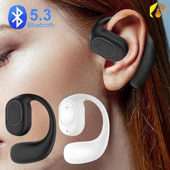4BT Bluetooth Wireless Earpiece, Single Left Ear Earbud, 30 Hours Playtime, Open Ear, for iOS and Android, Sport Headset for Running, Driving, Cycling, Office (Black)