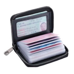 MOMISY PU Leather Credit Debit Card Holder Wallet Card RFID Blocking Secure Card Case ID Case Organizer Holder Zipper Wallet Coin Purse for Men & Women (Black)