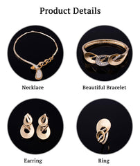 SYGA Pack of 4 Jewelry Set Alloy Necklace,Earrings,Bracelet,Ring Set for Party Wedding Festive for Women & Girls Accessories