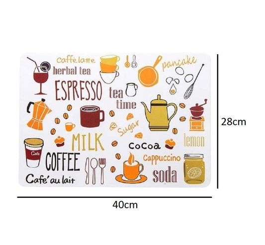 SYGA Set of 4 Coffee Cup Design Washable Table Mats, Place Mat(Green)