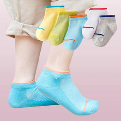 MOMISY 5 Pairs Girl Boys Tube Socks Toddlers Infant Solid Color Boat Spring and Autumn Socks Stretch Baby kids Sock (IN, Age, 3 Years, 5 Years, 1Striped)