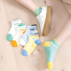 MOMISY 5 Pairs Girl Boys Tube Socks Toddlers Infant Solid Color Boat Spring and Autumn Socks Stretch Baby kids Sock (IN, Age, 5 Years, 7 Years, Sports)
