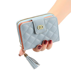 SYGA Women's Short Wallet Women's Zipper Wallet Large Capacity Tassel Women's Bag