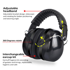 SYGA Children's Noise Reduction Reading Earmuffs, Head-Mounted Soundproof Earmuffs for Studying and Concentration (Black)