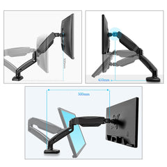 SYGA Monitor Stand Arm Desk Mount Fully Height Adjustable Bracket with C-Clamp & Gronment 180 Tilt Rotation Supports 16 to 31 Inch Monitors and TV (SingleArm Black)