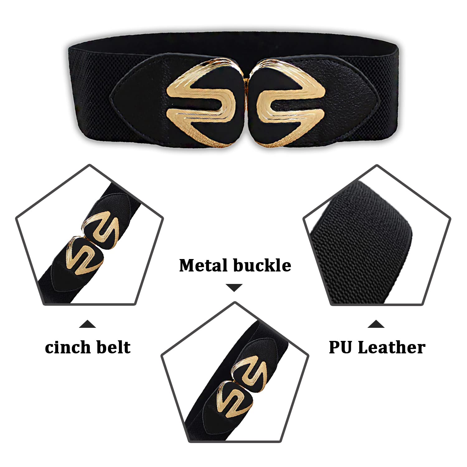 Syga Women's Faux Leather Waist Belt (Pack Of 1) (SYGA_Black)