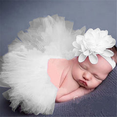 SYGA New Born Baby Girl Photography Tutu Skirt with Flower Headband Baby Girl Shower Suit - Orange