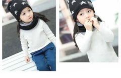MOMISY Kids Winter Hat and Scarf Set, 2Pcs Warm Knit Beanie Cap and Scarf for 5-10 Years Old Boys and Girls (Black S)