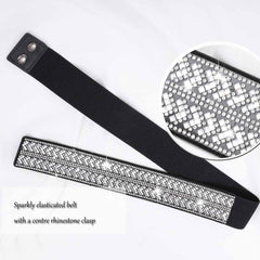 SYGA Women's Rhinestone Elastic belt with diamonds, fashionable and versatile dress, crystal girdle Belt