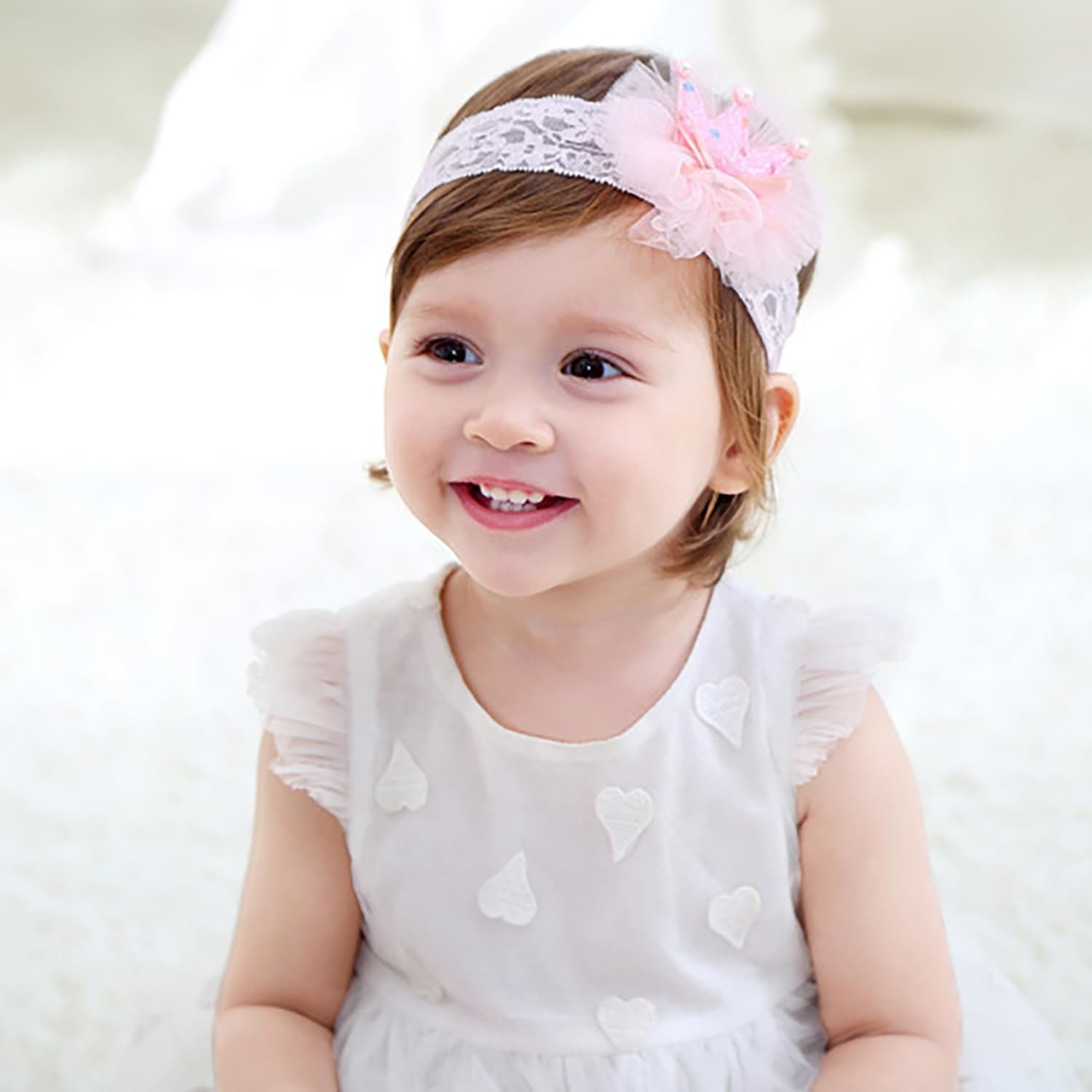 Baby Girl Headband with Flower, 0-3 Years, Silver