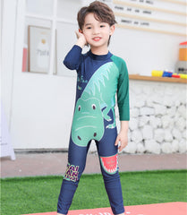 SYGA Children's Swimsuit Long Sleeve Watermelon Dragon-M Size Perfect for Kids Age 3-4 Years Old (Blue)