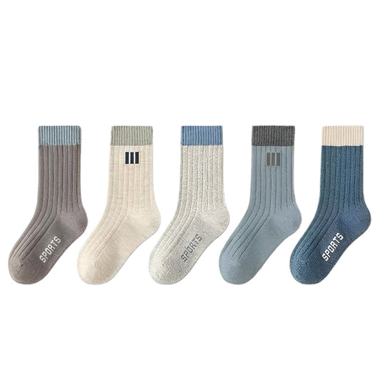MOMISY Children's Socks, 5 Pairs, Baby and Kids Size (IN, Age, 1 Year, 3 Years, 3StripesSports)