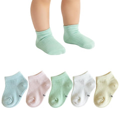 MOMISY 5 Pairs Baby Girl Boys Tube Socks Toddlers Infant Solid Color Ankle Socks Stretch Baby Socks-4Dots-1 to 3 Years