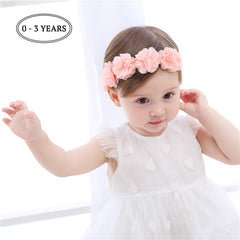 SYGA Baby Girl's Flower Headband Soft & Stretchable Fabric Hairband for Infants, Toddlers, Little Princesses (0-3 Years PinkFlower)