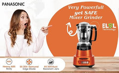 Panasonic Heavy Duty Mixer Grinder For Kitchen MX-AV425 (Sunstone Orange) Elements Series Powerful 1500W (MMLW) 4 Jar (Three-304 Stainless Steel & 1Juicer Extractor Jar) | 5 Years Motor Warranty