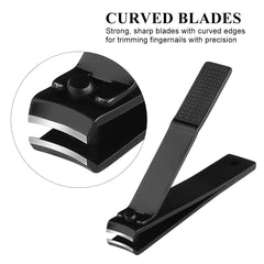 SYGA Nail Clipper Set - Black Stainless Steel Deluxe Fingernail and Toenail Clipper Cutter
