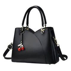 SYGA Women's Handbag with Zipper Closure Stylish Shoulder & Crossbody Bag with Cherry Charm