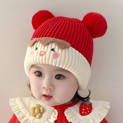 MOMISY Baby Cap Soft Beanie Woolen Hat for Spring Winter Autumn, Newborn Infant Toddler Kids, 1 to 5 Years (Red)